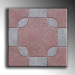 Pastelón diseño en cruz con grano en dos tonos, colores rojo y gris