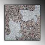 Pastelón diseño en flor con dos tonos, aplicaciones en piedra de playa y grano blanco